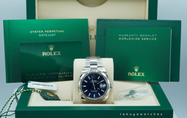 Rolex 126334 DATEJUST 41 FLUTED BEZEL BLUE STICK DIAL OYSTER 2024 FULL SET - Image 2