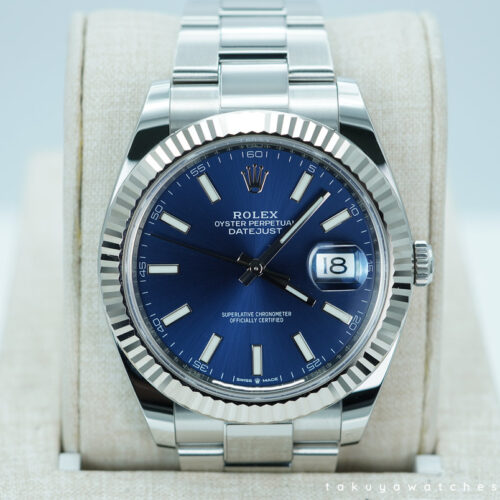 Rolex 126334 DATEJUST 41 FLUTED BEZEL BLUE STICK DIAL OYSTER 2024 FULL SET