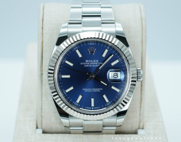 Rolex 126334 DATEJUST 41 FLUTED BEZEL BLUE STICK DIAL OYSTER 2024 FULL SET