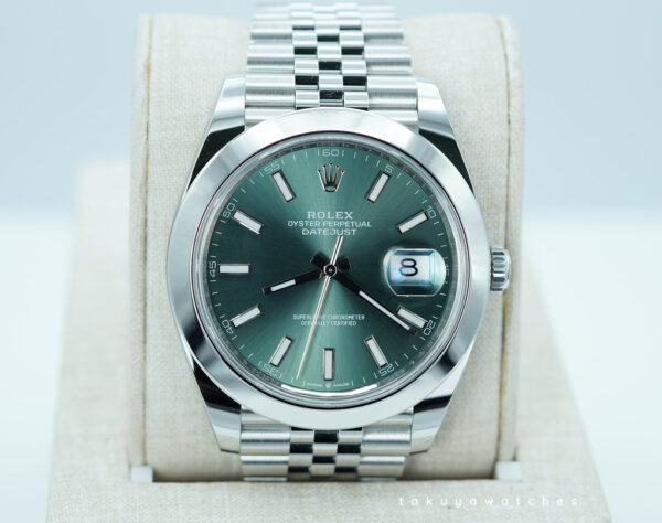 Rolex 126300 DATEJUST 41 MINT GREEN DIAL JUBILEE BAND 2024 WARRANTY FULL SET