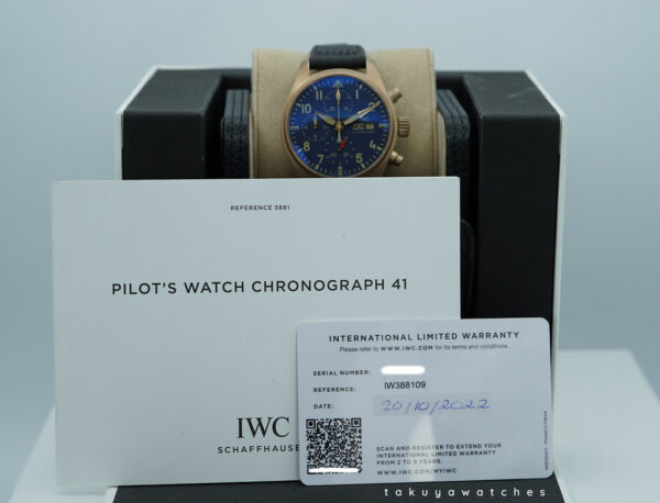 IWC IW388109 PILOT CHRONOGRAPH BRONZE BLUE DIAL 41MM 2022 WARRANTY FULL SET - Image 2