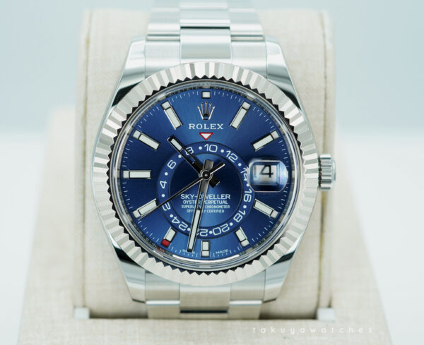 Rolex 326934 SKY-DWELLER BLUE DIAL OYSTER BAND 2023 WARRANTY FULL SET