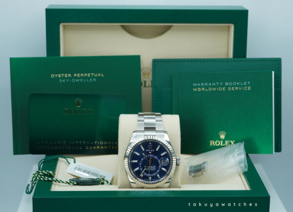 Rolex 326934 SKY-DWELLER BLUE DIAL OYSTER BAND 2023 WARRANTY FULL SET - Image 2