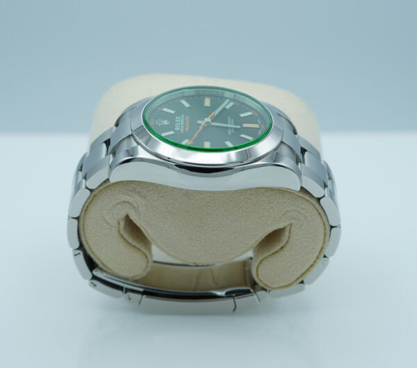 Rolex 116400GV MILGAUSS GREEN CRYSTAL BLACK DIAL 2021 WARRANTY FULL SET - Image 3