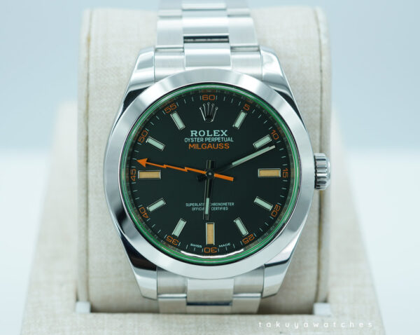 Rolex 116400GV MILGAUSS GREEN CRYSTAL BLACK DIAL 2021 WARRANTY FULL SET
