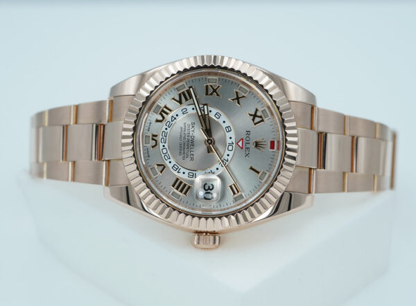 Rolex 326935 SKY-DWELLER 18K ROSE GOLD SUNDUST ROMAN DIAL BOXES PAPERS - Image 9