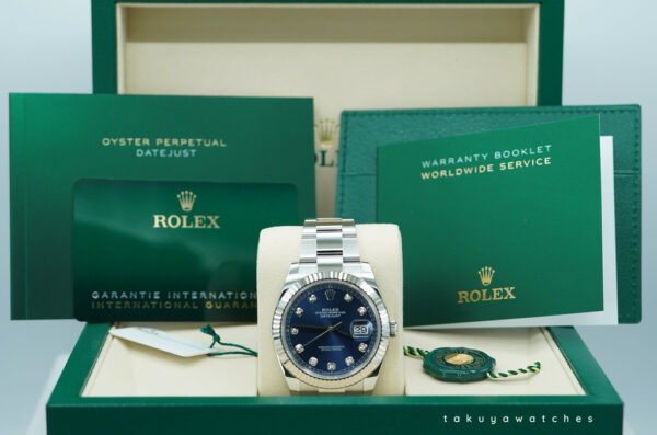 BRAND NEW Rolex 126334 DATEJUST 41 FLUTED BEZEL BLUE DIAMOND DIAL OYSTER BAND 2025 FULL SET - Image 2