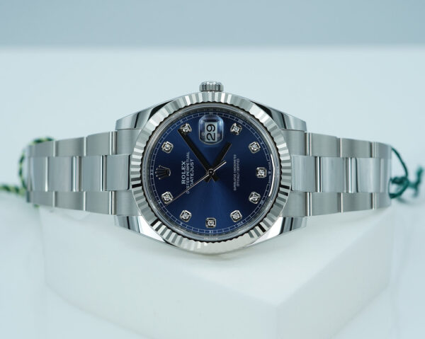 BRAND NEW Rolex 126334 DATEJUST 41 FLUTED BEZEL BLUE DIAMOND DIAL OYSTER BAND 2025 FULL SET - Image 10