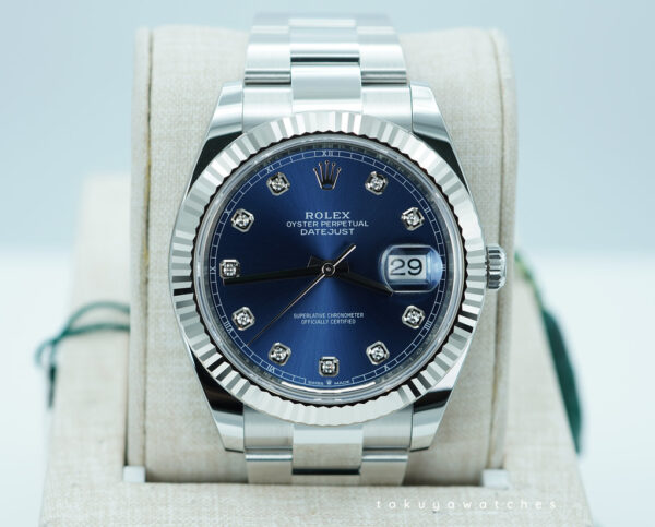 BRAND NEW Rolex 126334 DATEJUST 41 FLUTED BEZEL BLUE DIAMOND DIAL OYSTER BAND 2025 FULL SET