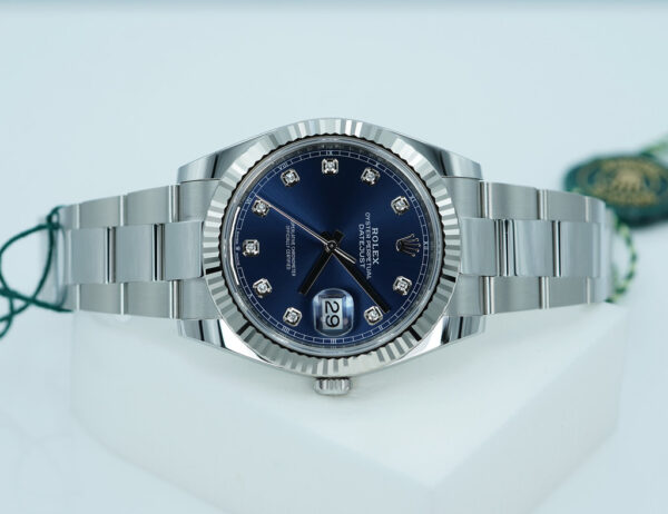 BRAND NEW Rolex 126334 DATEJUST 41 FLUTED BEZEL BLUE DIAMOND DIAL OYSTER BAND 2025 FULL SET - Image 9
