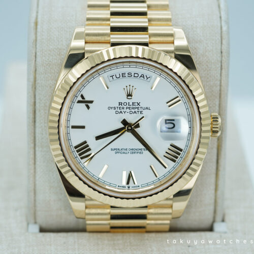 Rolex 228238 DAY DATE 40 YELLOW GOLD WHITE DIAL 2022 WARRANTY FULL SET
