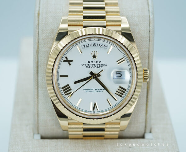 Rolex 228238 DAY DATE 40 YELLOW GOLD WHITE DIAL 2022 WARRANTY FULL SET