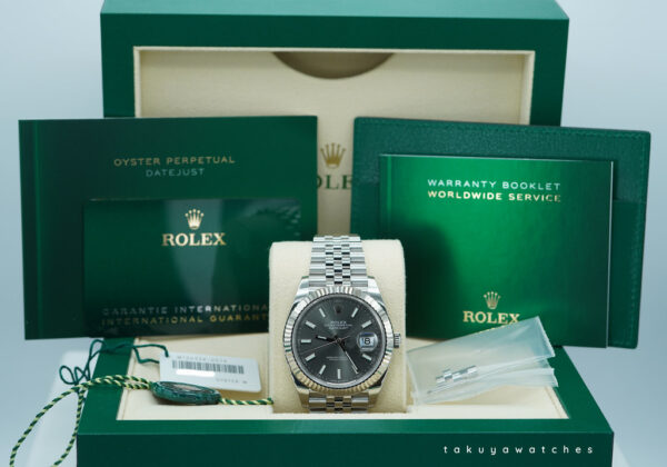 Rolex 126334 DATEJUST 41 FLUTED BEZEL SLATE DIAL JUBILEE BAND 2021 FULL SET - Image 2