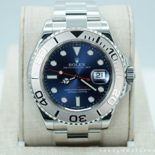 Rolex 116622 YACHTMASTER STAINLESS STEEL PLATINUM BEZEL BLUE DIAL FULL SET