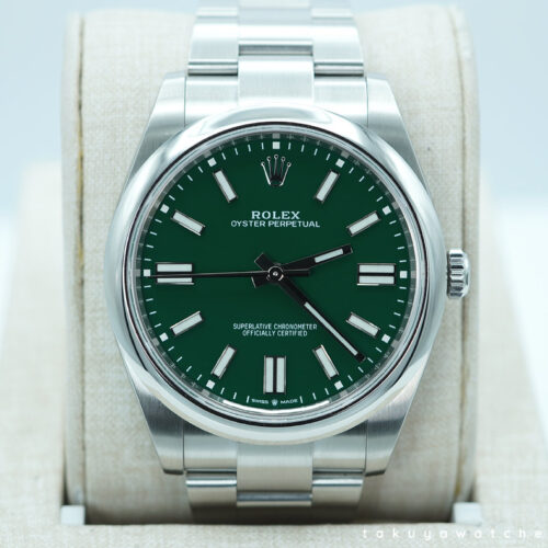 Rolex 124300 OYSTER PERPETUAL 41 GREEN DIAL 2022 WARRANTY FULL SET