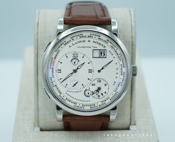 A. Lange & Sohne LANGE 1 TIMEZONE 116.039 18K WHITE GOLD SILVER DIAL FULL SET