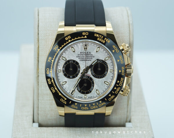 Rolex 116518LN DAYTONA YELLOW GOLD METEORITE DIAL OYSTERFLEX 2023 WARRANTY FULL SET