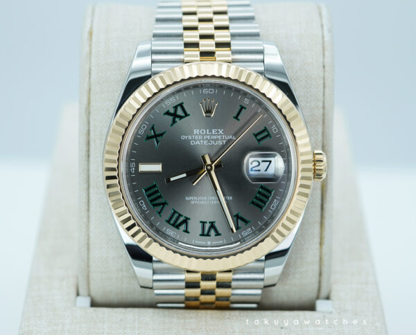 Rolex 126333 DATEJUST 41 YELLOW GOLD STEEL WIMBLEDON DIAL JUBILEE 2022 WARRANTY FULL SET
