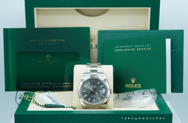 Rolex 126300 DATEJUST 41 SLATE STICK DIAL OYSTER BAND 2024 WARRANTY FULL SET - Image 2
