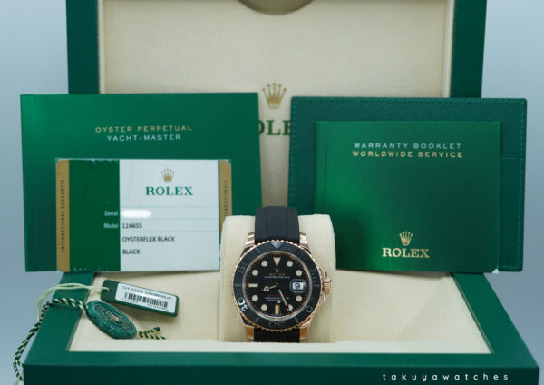 Rolex 116655 YACHTMASTER EVEROSE GOLD CERAMIC BEZEL OYSTERFLEX 40MM FULL SET - Image 2