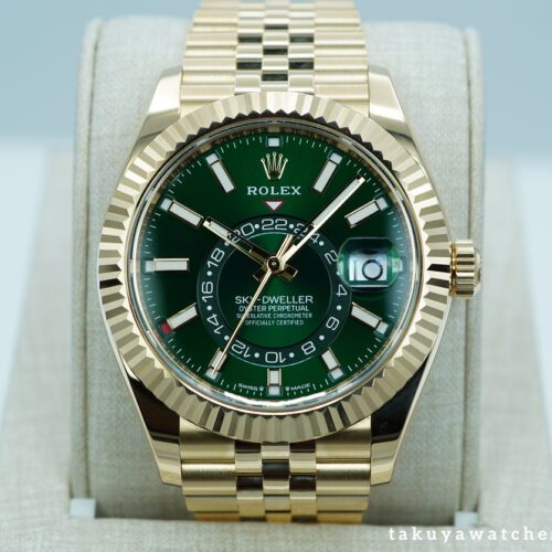 Rolex 336938 SKY-DWELLER 18K YELLOW GOLD GREEN DIAL JUBILEE BAND 2025 FULL SET