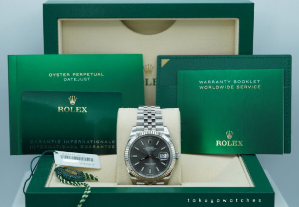 Rolex 126334 DATEJUST 41 FLUTED BEZEL SLATE DIAL JUBILEE BAND 2021 FULL SET - Image 2