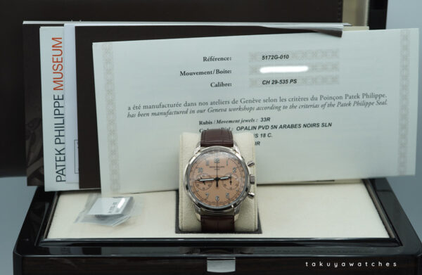 Patek PHILIPPE 5172G CHRONOGRAPH 18K WHITE GOLD SALMON DIAL 2022 FULL SET - Image 2