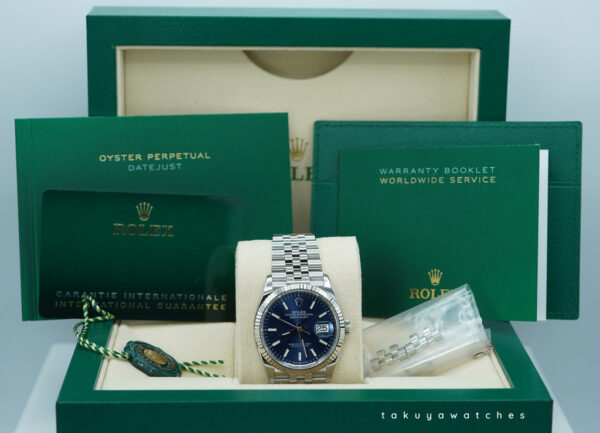 Rolex 126234 DATEJUST 36 FLUTED BEZEL BLUE DIAL JUBILEE BAND 2024 WARRANTY FULL SET - Image 2
