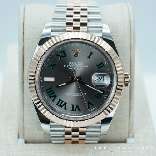 Rolex 126331 DATEJUST 41 ROSE GOLD STEEL WIMBLEDON DIAL JUBILEE BAND 2022 WARRANTY FULL SET