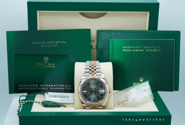 Rolex 126331 DATEJUST 41 ROSE GOLD STEEL WIMBLEDON DIAL JUBILEE BAND 2022 WARRANTY FULL SET - Image 2