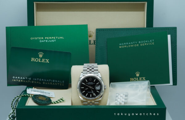 Rolex 126234 DATEJUST 36 FLUTED BEZEL BLACK DIAL JUBILEE BAND 2025 FULL SET - Image 2