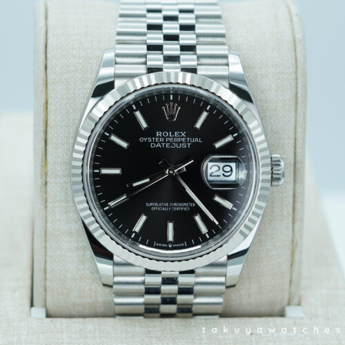 Rolex 126234 DATEJUST 36 FLUTED BEZEL BLACK DIAL JUBILEE BAND 2025 FULL SET