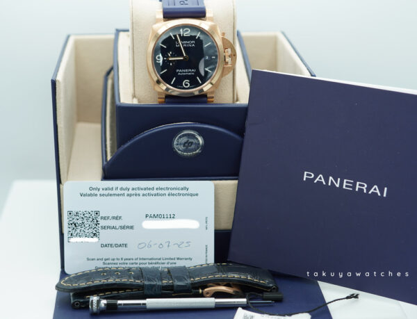 Panerai PAM 1112 LUMINOR MARINA ROSE GOLD BLUE DIAL 2025 WARRANTY FULL SET - Image 2