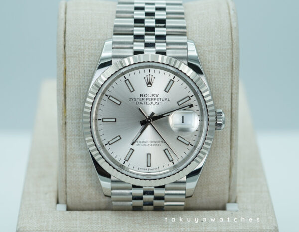 Rolex 126234 DATEJUST 36 FLUTED BEZEL SILVER DIAL JUBILEE BAND 2025 WARRANTY FULL SET