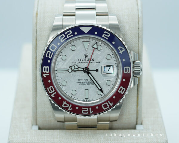 Rolex 126719BLRO GMT MASTER 2 WHITE GOLD PEPSI METEORITE DIAL 2022 WARRANTY FULL SET