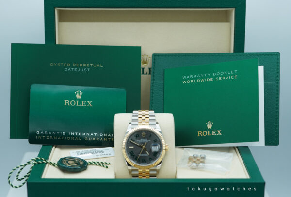 BRAND NEW Rolex 126233 DATEJUST 36 18K YG STEEL WIMBLEDON DIAL JUBILEE 2025 FULL SET - Image 2