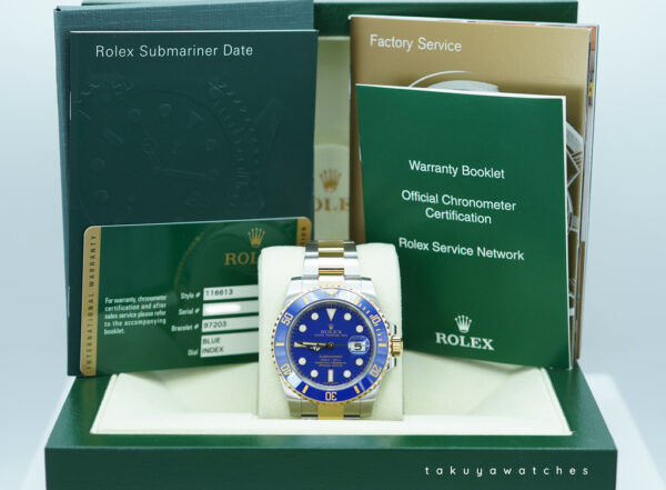 Rolex 116613LB SUBMARINER BLUESY 18K YELLOW GOLD STEEL FLAT BLUE DIAL 2012 FULL SET - Image 2