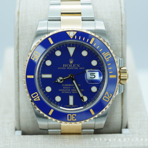 Rolex 116613LB SUBMARINER BLUESY 18K YELLOW GOLD STEEL FLAT BLUE DIAL 2012 FULL SET