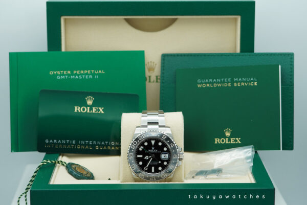 Rolex 126710GRNR GMT MASTER II BLACK GREY BEZEL OYSTER BAND 2024 WARRANTY FULL SET - Image 2
