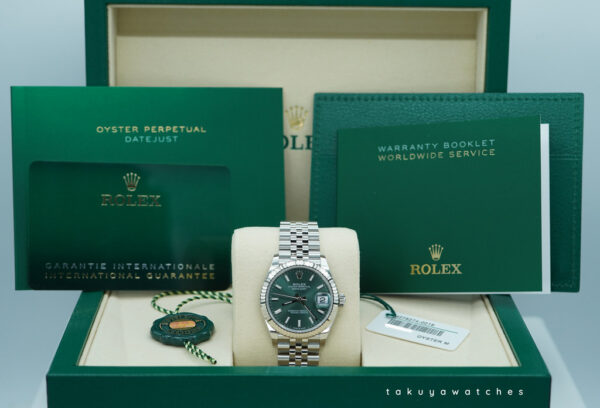 BRAND NEW Rolex 278274 DATEJUST 31 FLUTED BEZEL MINT GREEN DIAL JUBILEE 2025 FULL SET - Image 2