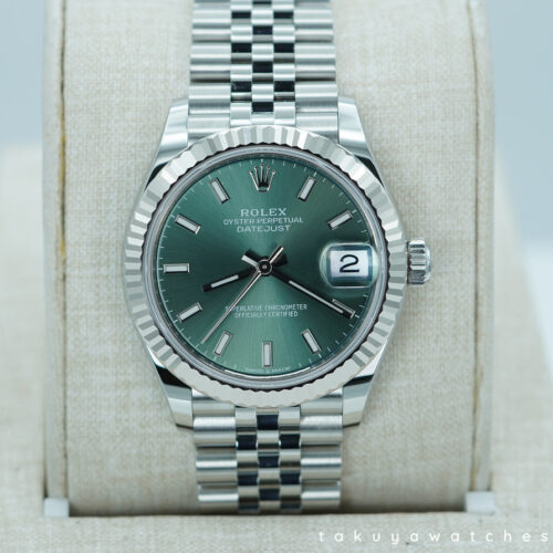BRAND NEW Rolex 278274 DATEJUST 31 FLUTED BEZEL MINT GREEN DIAL JUBILEE 2025 FULL SET
