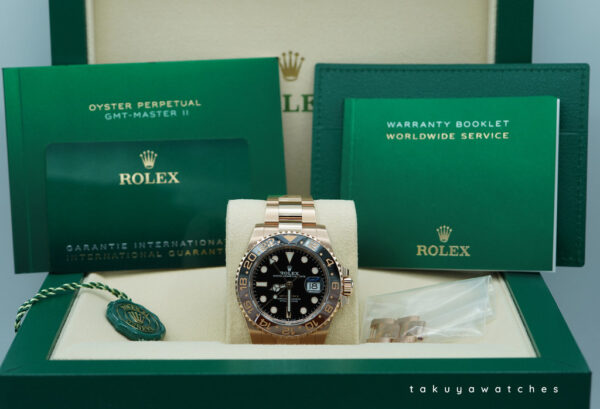 Rolex 126715CHNR GMT MASTER II 18K ROSE GOLD ROOTBEER CERAMIC 2021 WARRANTY FULL SET - Image 2