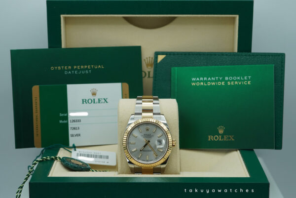 Rolex 126333 DATEJUST 41 18K YELLOW GOLD STEEL SILVER DIAL FULL SET - Image 2