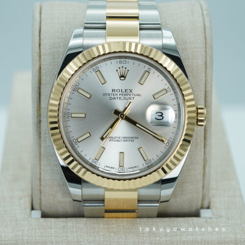 Rolex 126333 DATEJUST 41 18K YELLOW GOLD STEEL SILVER DIAL FULL SET