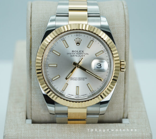 Rolex 126333 DATEJUST 41 18K YELLOW GOLD STEEL SILVER DIAL FULL SET