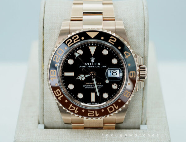 Rolex 126715CHNR GMT MASTER II 18K ROSE GOLD ROOTBEER CERAMIC 2021 WARRANTY FULL SET