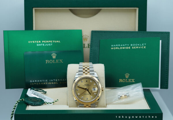 Rolex 126333 DATEJUST 41 YELLOW GOLD STEEL CHAMPAGNE DIAMOND DIAL JUBILEE BAND 2024 FULL SET - Image 2