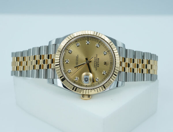 Rolex 126333 DATEJUST 41 YELLOW GOLD STEEL CHAMPAGNE DIAMOND DIAL JUBILEE BAND 2024 FULL SET - Image 9