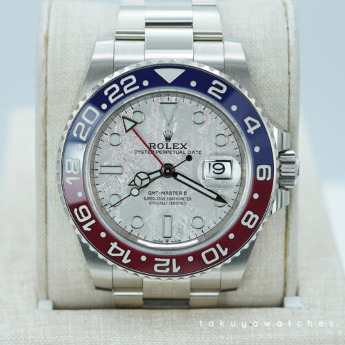 Rolex 126719BLRO GMT MASTER 2 WHITE GOLD PEPSI METEORITE DIAL 2021 WARRANTY FULL SET