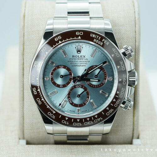 Rolex 126506 DAYTONA PLATINUM ICE BLUE BAGUETTE DIAL NEW MODEL 2024 WARRANTY FULL SET